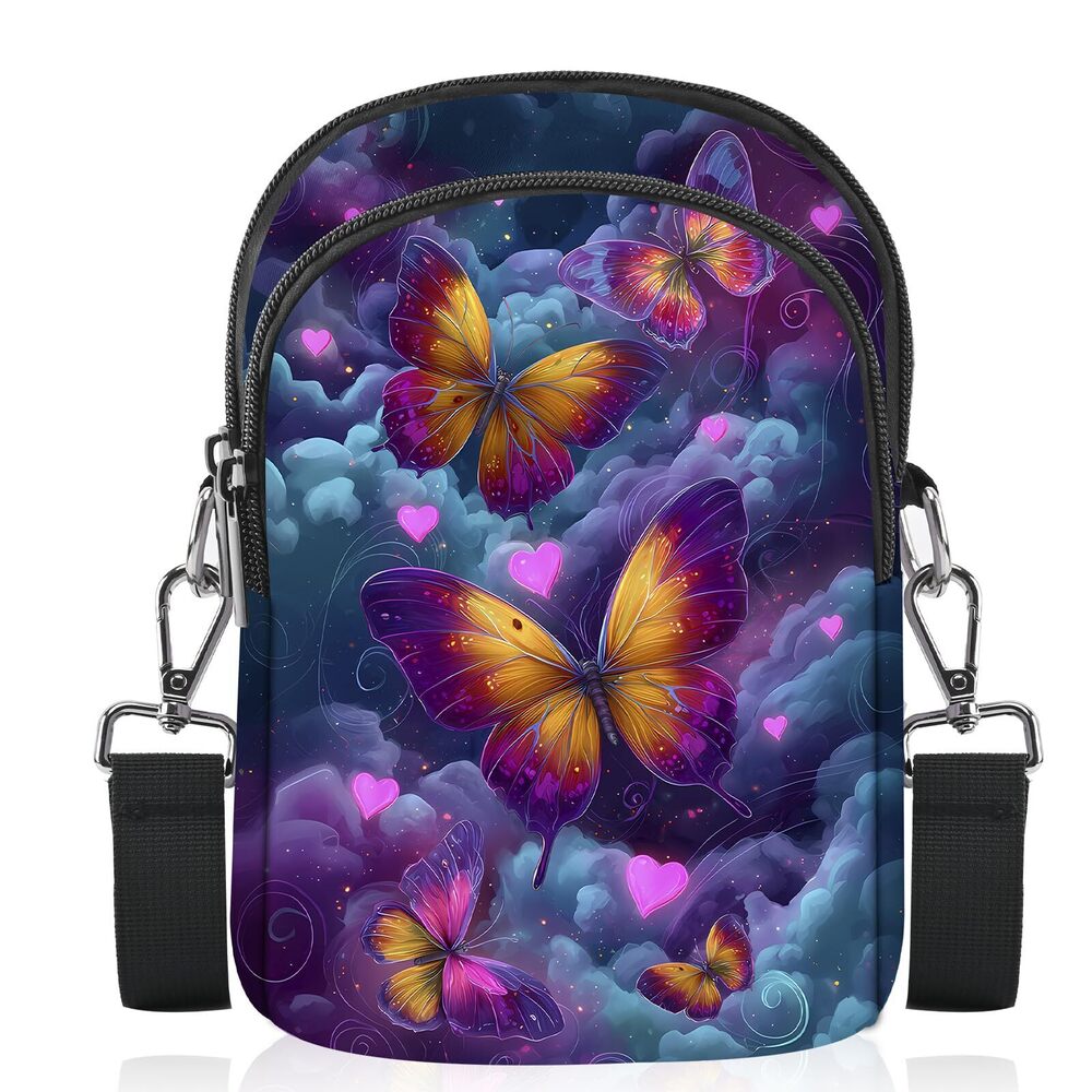 7247 Butterfly Crossbody Bags Cell Phone Crossbody Bag Casual Over Shoulder